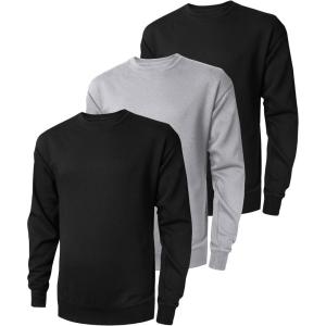 ZITY 3 Pack Men’s Crewneck Sweatshirts Lightweight Long Sleeve Casual Pullover Moisture Wicking Sweatshirts for Men(Black Black Grey)