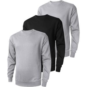 ZITY 3 Pack Men’s Crewneck Sweatshirts Lightweight Long Sleeve Casual Pullover Moisture Wicking Sweatshirts for Men(Black Grey Grey)