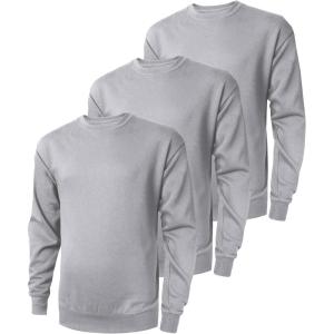 ZITY 3 Pack Men’s Crewneck Sweatshirts Lightweight Long Sleeve Casual Pullover Moisture Wicking Sweatshirts for Men(Grey)