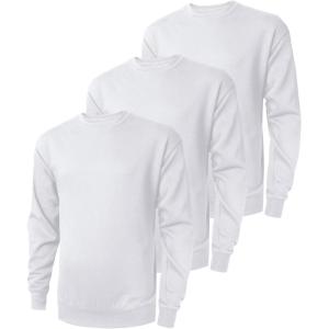 ZITY 3 Pack Men’s Crewneck Sweatshirts Lightweight Long Sleeve Casual Pullover Moisture Wicking Sweatshirts for Men(White)