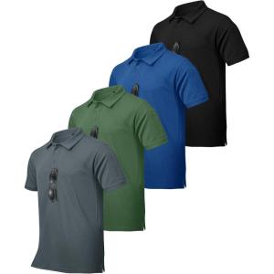 ZITY 4 Pack Men’s Polo Shirt Short Sleeve Athletic Performance Tactical Shirts for Men Outdoor Sport Work T-Shirt(Black Grey Green Blue)