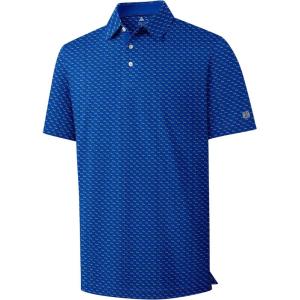 ZITY Mens Golf Shirts Short Sleeve Print Patterns Performance Moisture Wicking Polo Shirt(Blue Sea Fish)