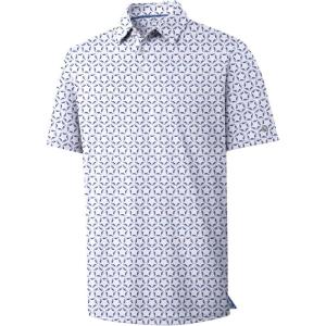 ZITY Mens Golf Shirts Short Sleeve Print Patterns Performance Moisture Wicking Polo Shirt(Grey Blue Pentagon)