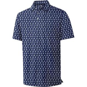 ZITY Mens Golf Shirts Short Sleeve Print Patterns Performance Moisture Wicking Polo Shirt(Navy Love)