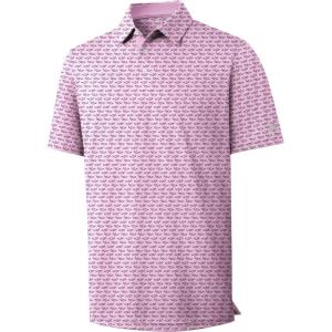 ZITY Mens Golf Shirts Short Sleeve Print Patterns Performance Moisture Wicking Polo Shirt(Pink Fish Bones)