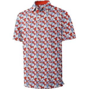 ZITY Mens Golf Shirts Short Sleeve Print Patterns Performance Moisture Wicking Polo Shirt(Red Maple Leaf)