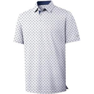 ZITY Mens Golf Shirts Short Sleeve Print Patterns Performance Moisture Wicking Polo Shirt(White Wine Glass)