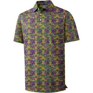 ZITY Mens Golf Shirts Short Sleeve Print Patterns Performance Moisture Wicking Polo Shirt(Yellow Purple Bikini)