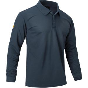 ZITY Men’s Long Sleeve Polo Shirts 3 Button Down with Pocket Classic Golf Breathable Solid Color Designed Collared Casual Tee(Gray)