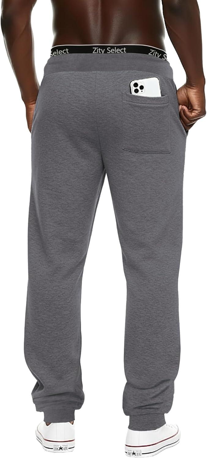 imageZITY 3 Pack Mens Fleece Jogger Sweatpants with Pockets and Drawstring Athletic Active Workout Gym Sweat Pants Running PantsBlackdark Greynavy