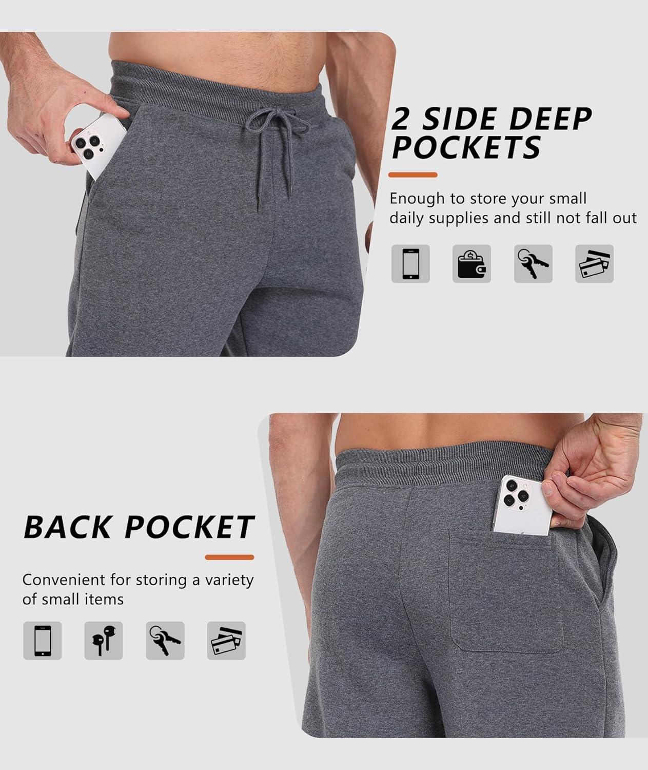 imageZITY 3 Pack Mens Fleece Jogger Sweatpants with Pockets and Drawstring Athletic Active Workout Gym Sweat Pants Running PantsBlackdark Greynavy