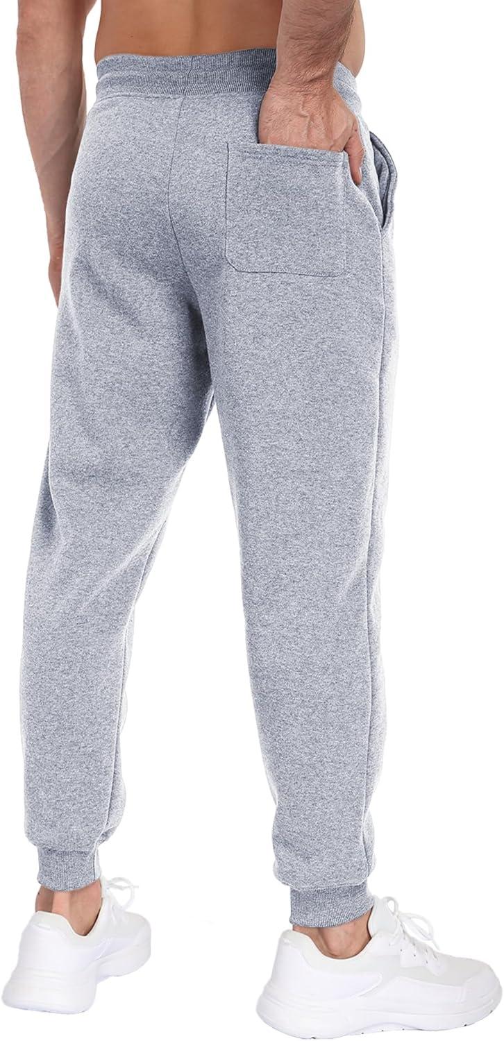 imageZITY 3 Pack Mens Fleece Jogger Sweatpants with Pockets and Drawstring Athletic Active Workout Gym Sweat Pants Running PantsBlacklight Greynavy Blue