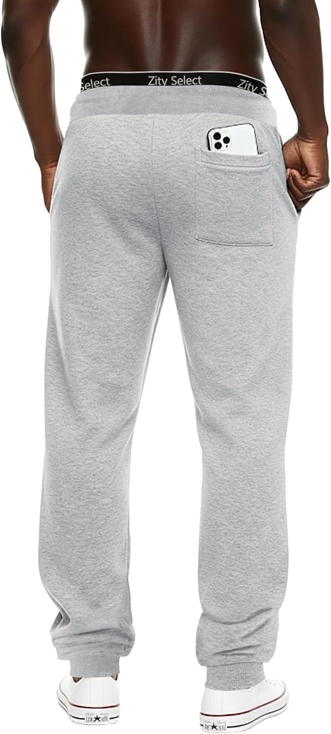imageZITY 3 Pack Mens Fleece Jogger Sweatpants with Pockets and Drawstring Athletic Active Workout Gym Sweat Pants Running PantsBlacknavylight Grey