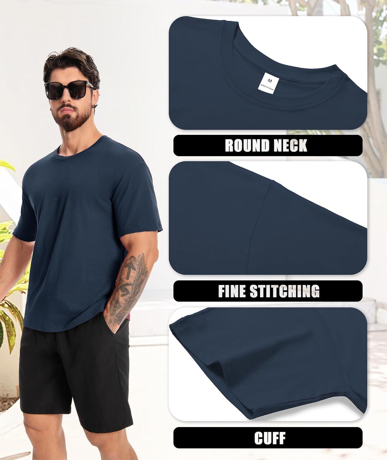 imageZITY 3 Pack Mens TShirts Cotton Crew Neck Basic Tee Short Sleeve Soft Casual Shirts Summer TopsBlackgraydark Blue