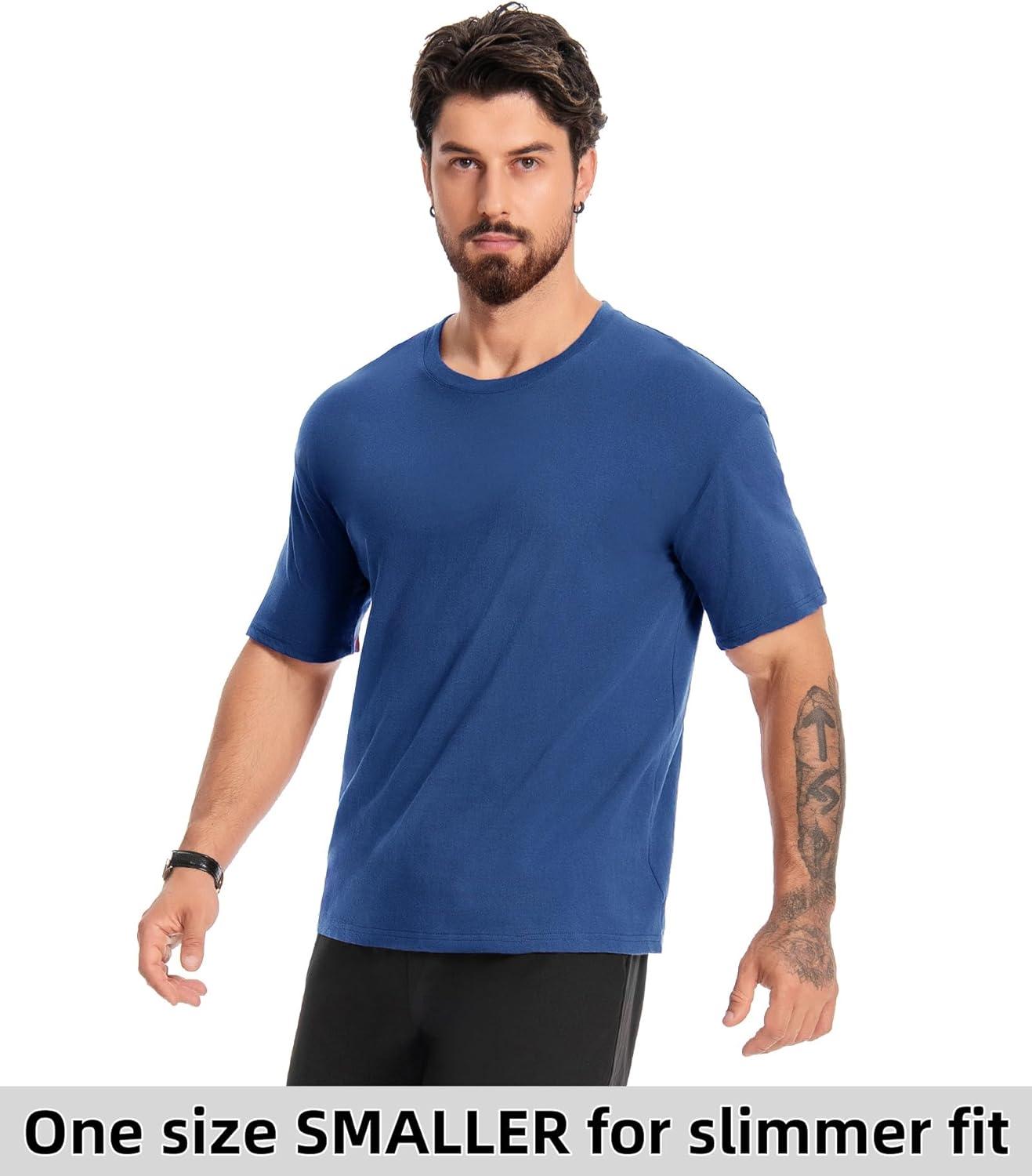 imageZITY 3 Pack Mens TShirts Cotton Crew Neck Basic Tee Short Sleeve Soft Casual Shirts Summer TopsBluedark Bluewhite