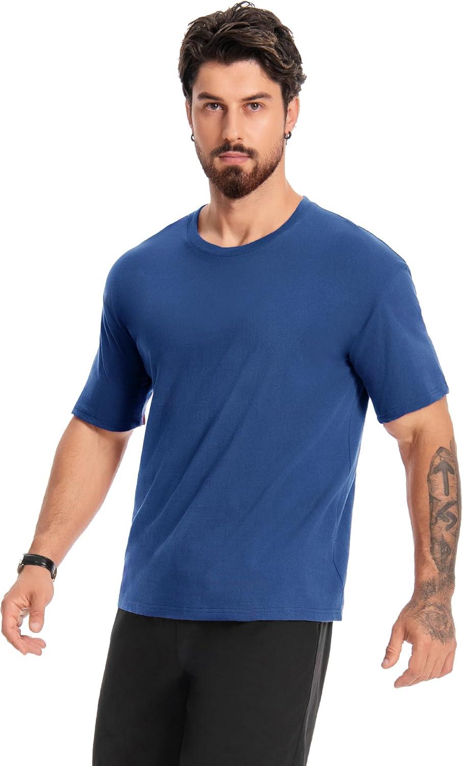 imageZITY 3 Pack Mens TShirts Cotton Crew Neck Basic Tee Short Sleeve Soft Casual Shirts Summer TopsBluedark Greyforest Green