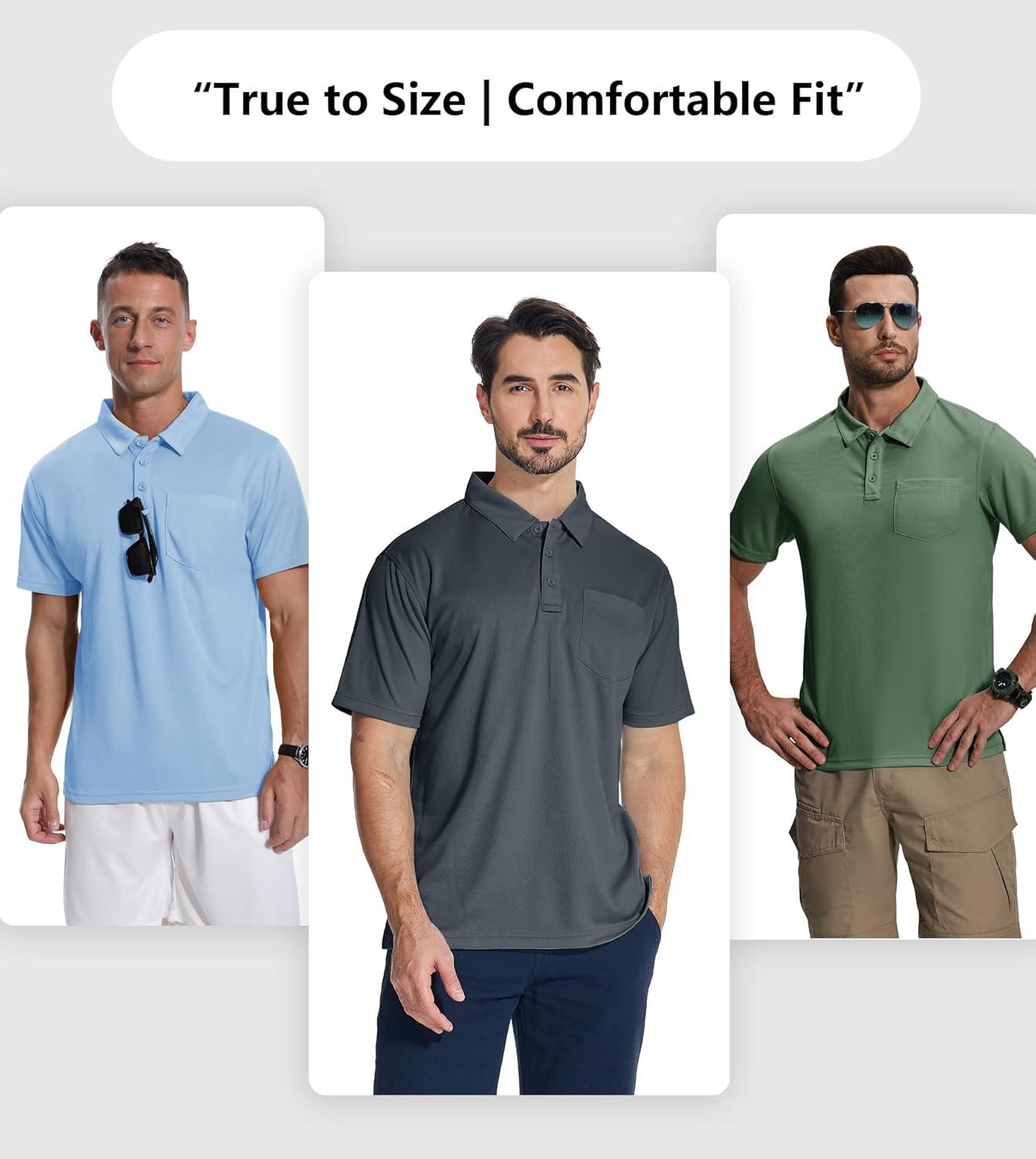 imageZITY 7 Pack Mens Polo Shirts with Pocket Moisture Wicking Short Sleeve Outdoor Golf Athletic Work Multipack ShirtsBlackgreyarmy Greennavylight Blueroyal Bluewhite