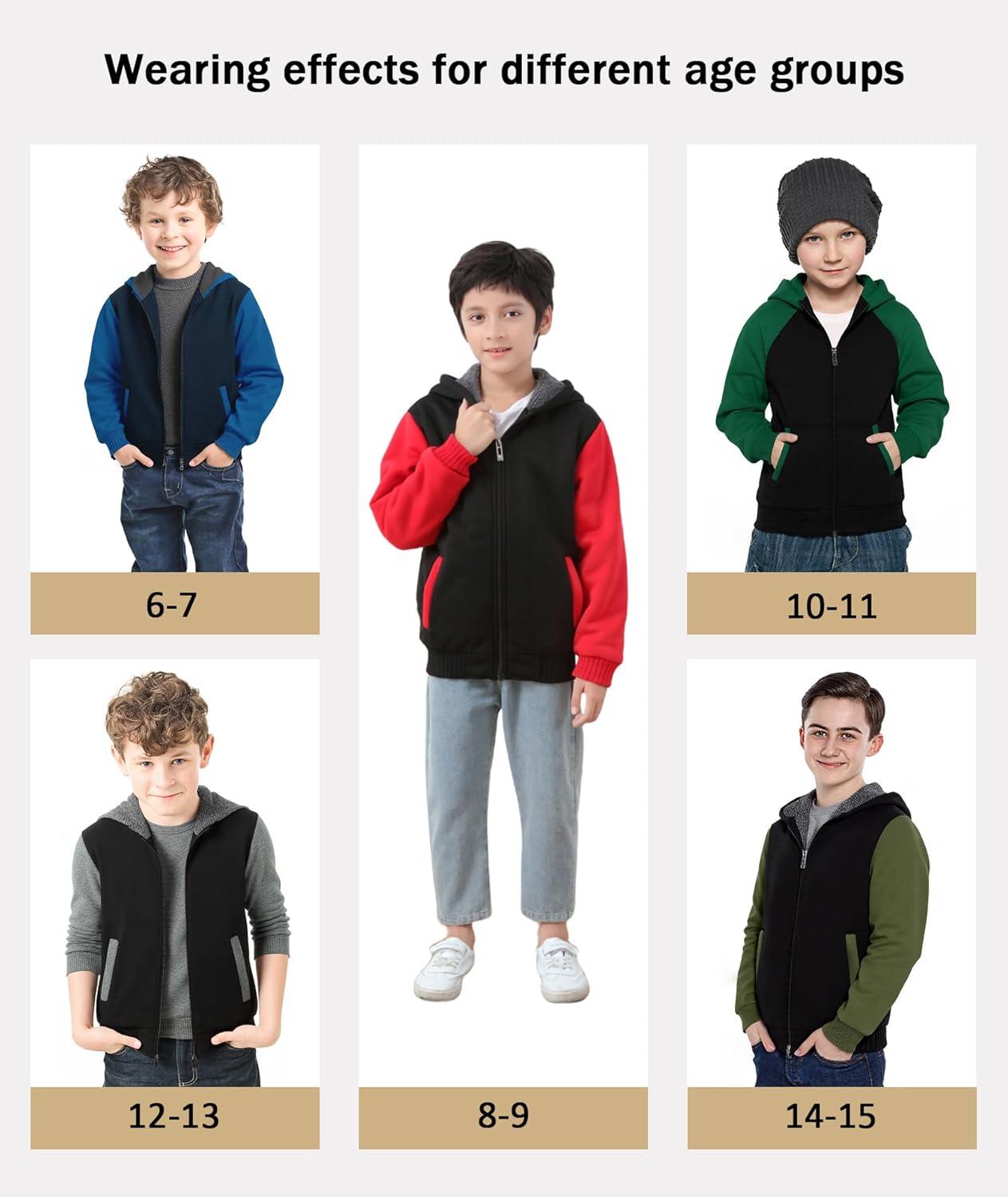 imageZITY Boys Zip Up Hoodie Fleece Jacket Kids Sherpa Lined Sweatshirts Outerwear Unisex Warm Winter Coat 615 Years OldArmy Green