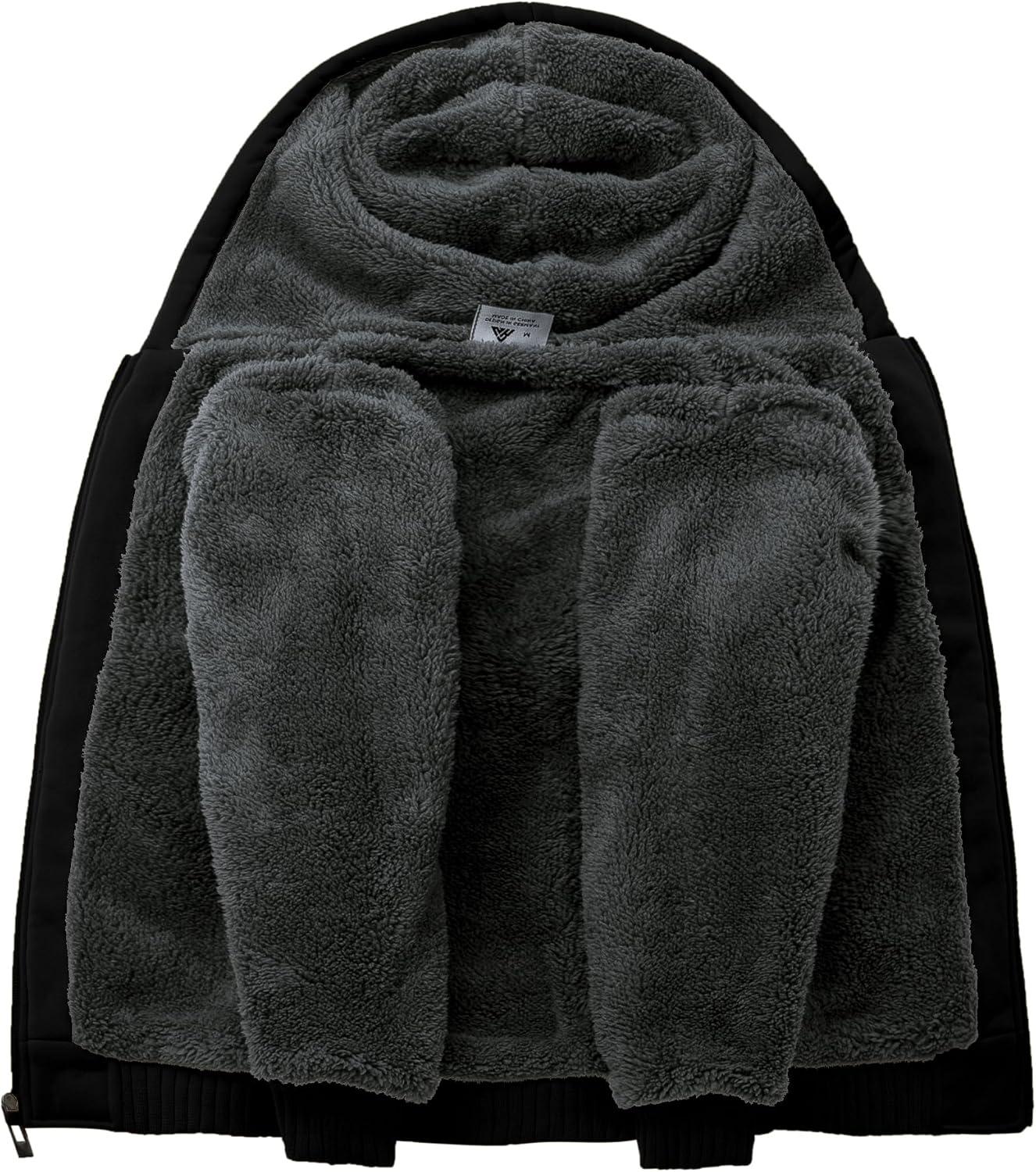 imageZITY Boys Zip Up Hoodie Fleece Jacket Kids Sherpa Lined Sweatshirts Outerwear Unisex Warm Winter Coat 615 Years OldBlack