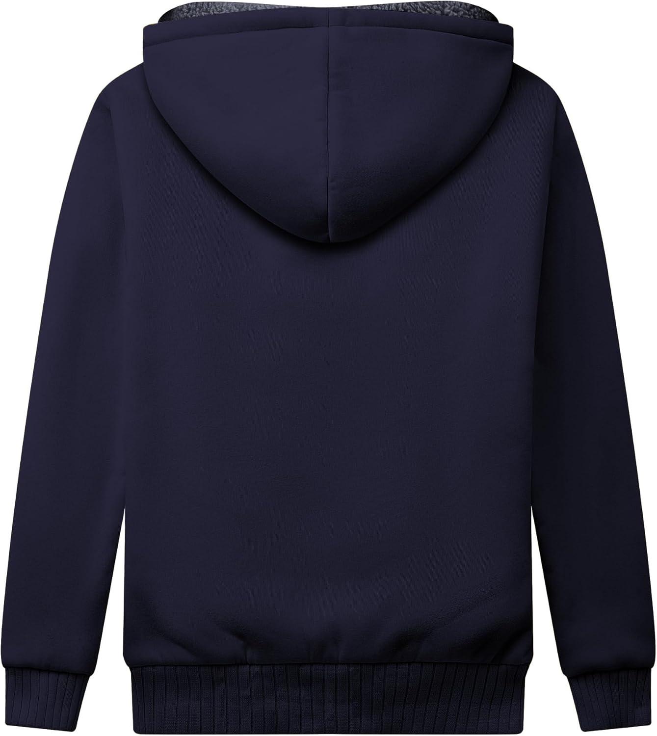 imageZITY Boys Zip Up Hoodie Fleece Jacket Kids Sherpa Lined Sweatshirts Outerwear Unisex Warm Winter Coat 615 Years OldBlue