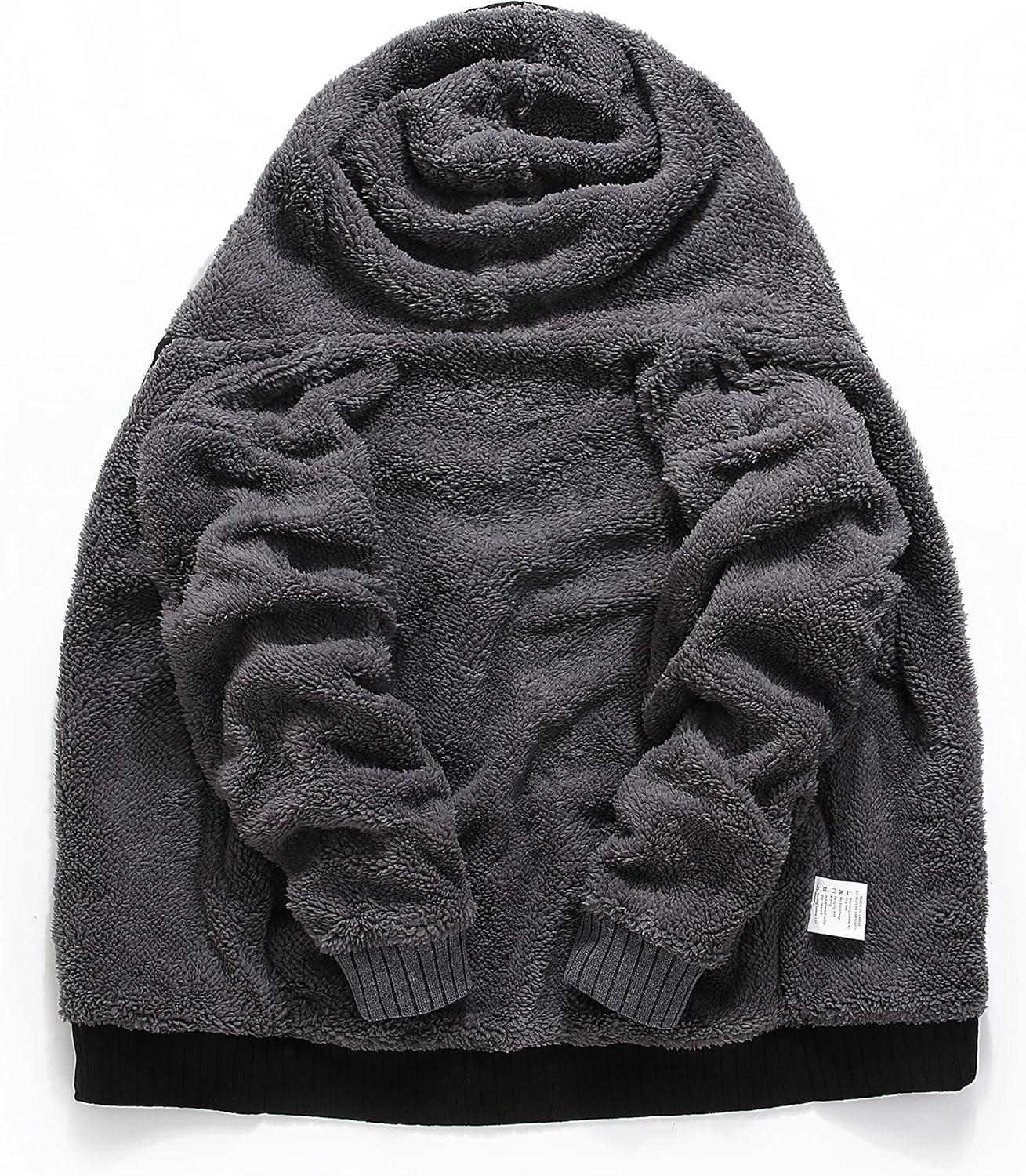 imageZITY Boys Zip Up Hoodie Fleece Jacket Kids Sherpa Lined Sweatshirts Outerwear Unisex Warm Winter Coat 615 Years OldDark Black Grey