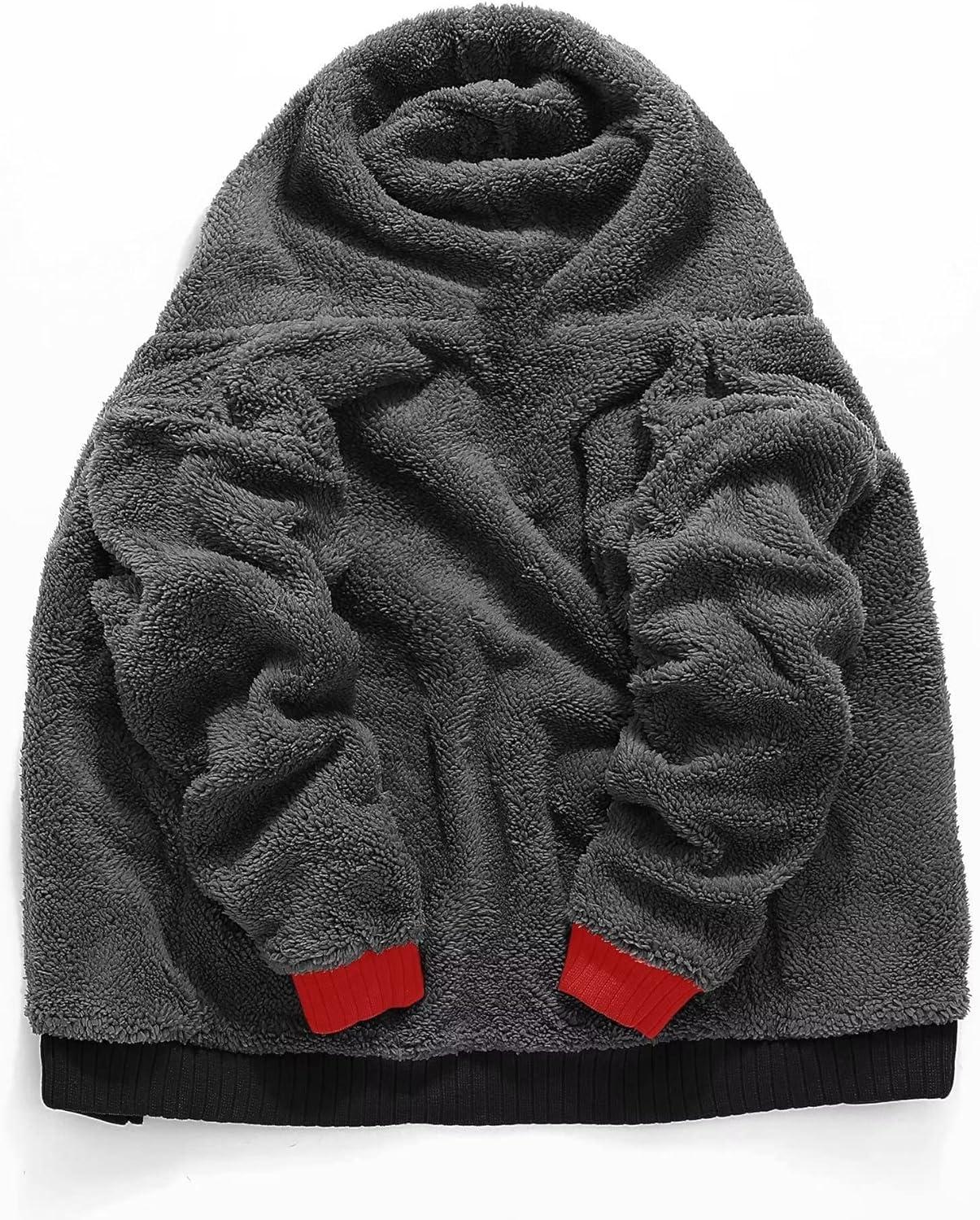 imageZITY Boys Zip Up Hoodie Fleece Jacket Kids Sherpa Lined Sweatshirts Outerwear Unisex Warm Winter Coat 615 Years OldRed Black