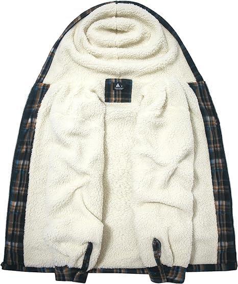 imageZITY Mens Flannel Hooded Jacket Fleece Sherpa Lined Plaid Shirts Jackets Zip Up Sweatshirt Hoodies for Men with 4 PocketsBlack Brown
