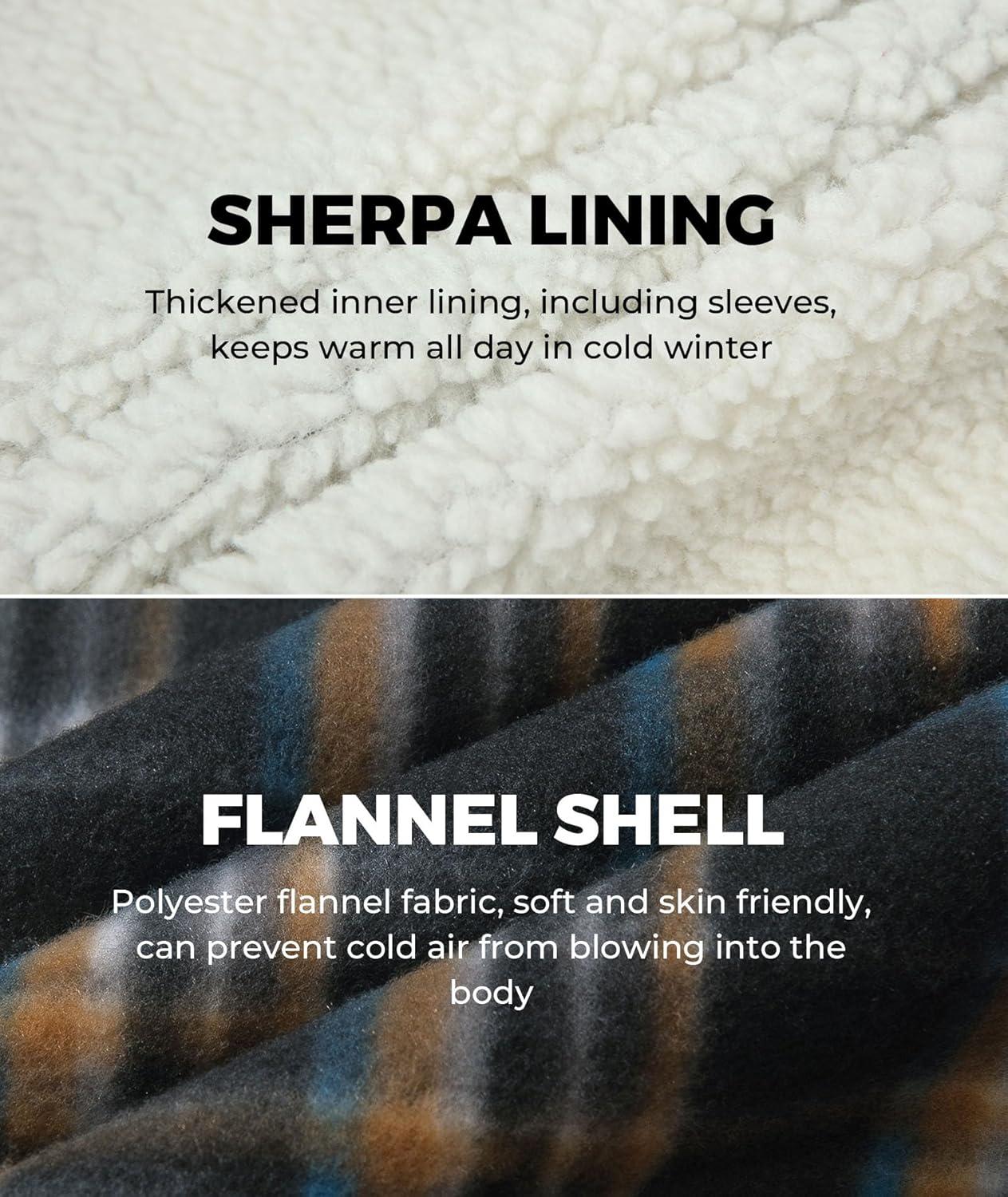 imageZITY Mens Flannel Hooded Jacket Fleece Sherpa Lined Plaid Shirts Jackets Zip Up Sweatshirt Hoodies for Men with 4 PocketsBlack Brown