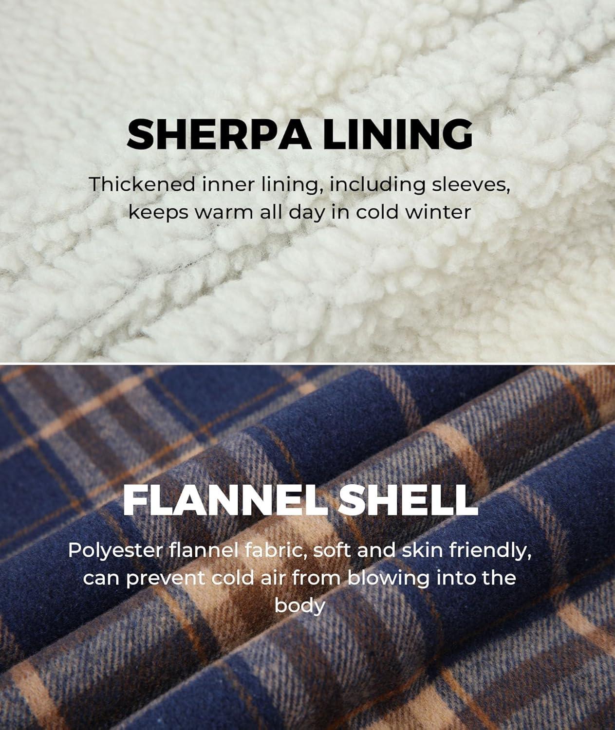 imageZITY Mens Flannel Hooded Jacket Fleece Sherpa Lined Plaid Shirts Jackets Zip Up Sweatshirt Hoodies for Men with 4 PocketsBlue Orange