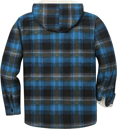 imageZITY Mens Flannel Hooded Jacket Fleece Sherpa Lined Plaid Shirts Jackets Zip Up Sweatshirt Hoodies for Men with 4 PocketsBlue Yellow