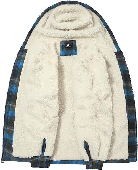 imageZITY Mens Flannel Hooded Jacket Fleece Sherpa Lined Plaid Shirts Jackets Zip Up Sweatshirt Hoodies for Men with 4 PocketsBlue Yellow