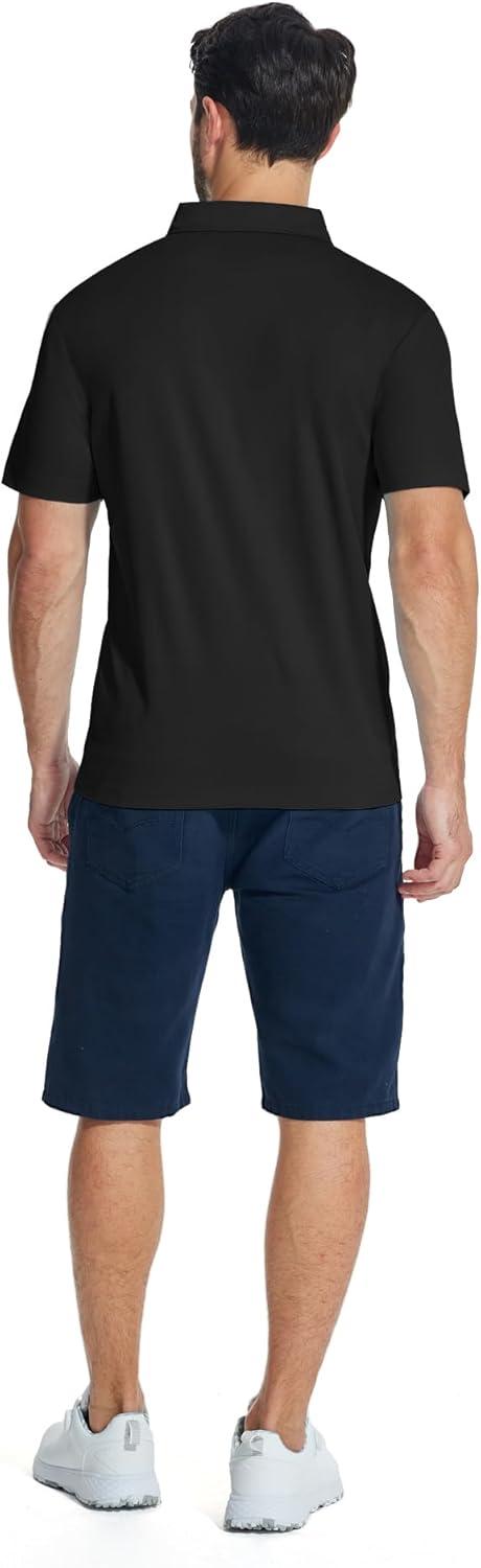 imageZITY Mens Polo Shirts Quarter Zip Shirts Casual Classic Lightweight Short Sleeve Golf Collared Shirt with PocketBlack Red