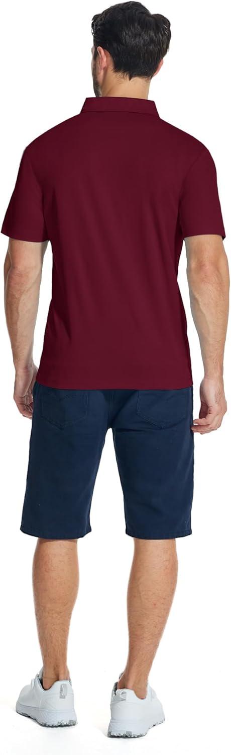 imageZITY Mens Polo Shirts Quarter Zip Shirts Casual Classic Lightweight Short Sleeve Golf Collared Shirt with PocketBurgundy