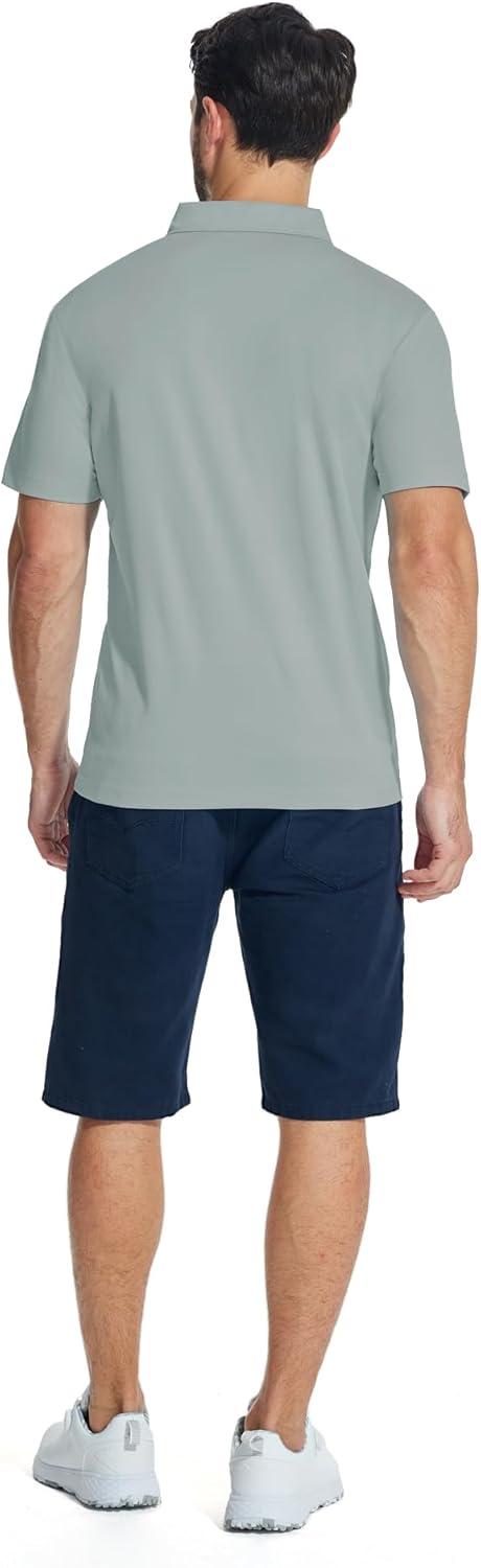 imageZITY Mens Polo Shirts Quarter Zip Shirts Casual Classic Lightweight Short Sleeve Golf Collared Shirt with PocketGrey