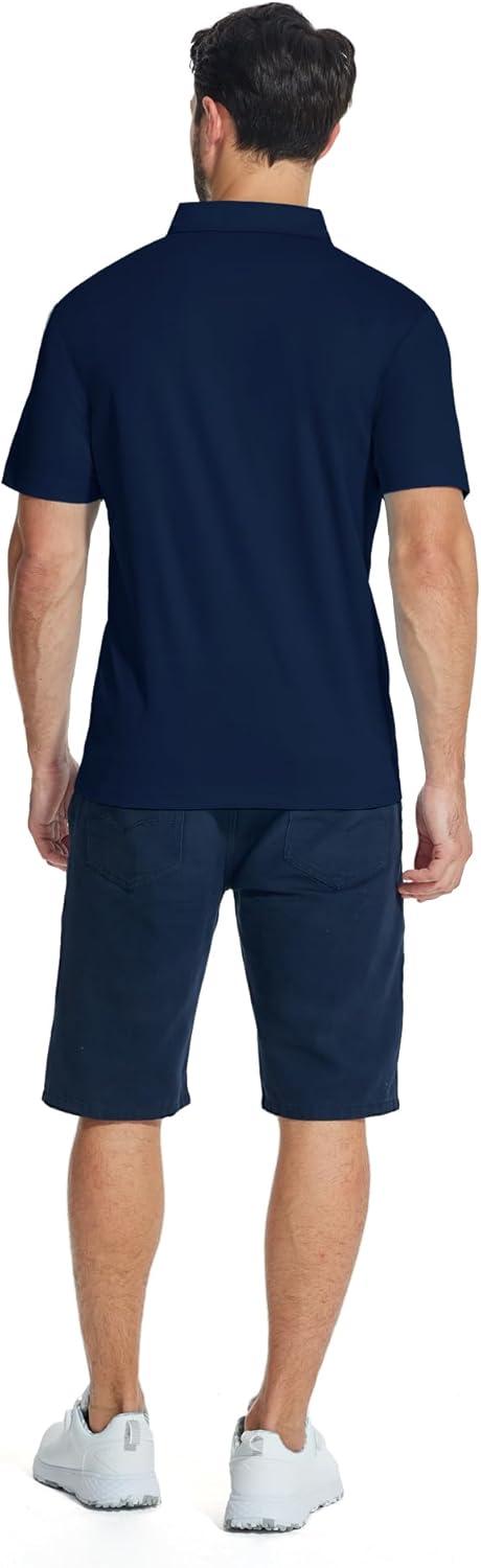 imageZITY Mens Polo Shirts Quarter Zip Shirts Casual Classic Lightweight Short Sleeve Golf Collared Shirt with PocketNavy