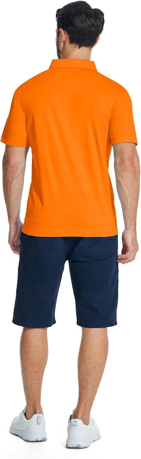 imageZITY Mens Polo Shirts Quarter Zip Shirts Casual Classic Lightweight Short Sleeve Golf Collared Shirt with PocketOrange