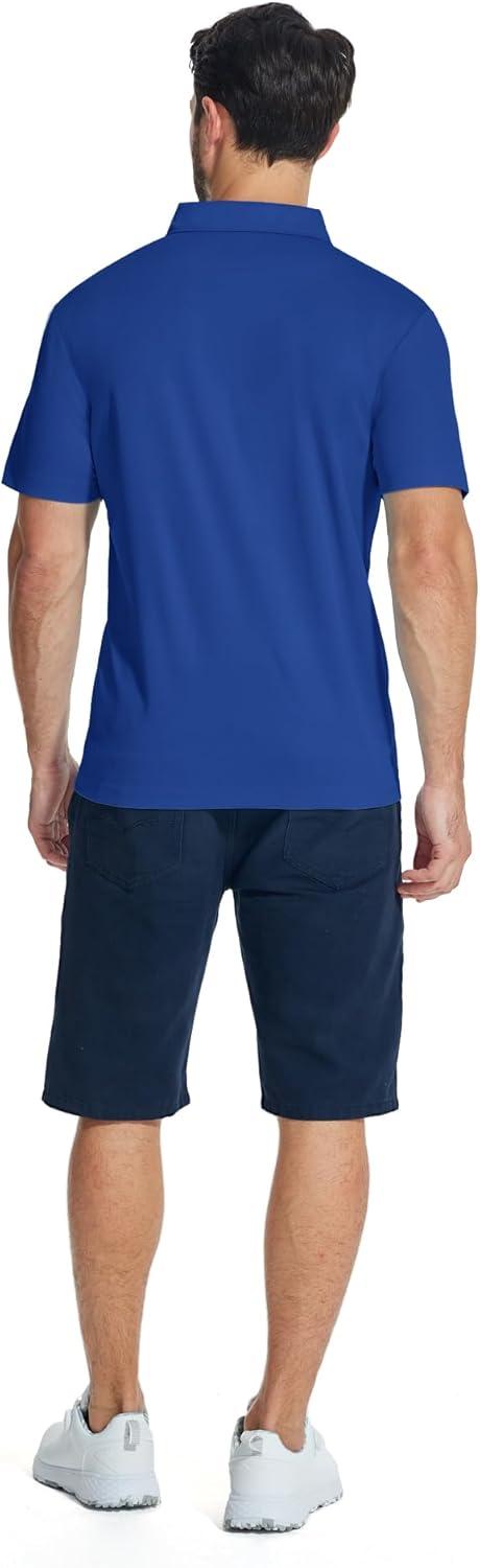imageZITY Mens Polo Shirts Quarter Zip Shirts Casual Classic Lightweight Short Sleeve Golf Collared Shirt with PocketRoyal Blue