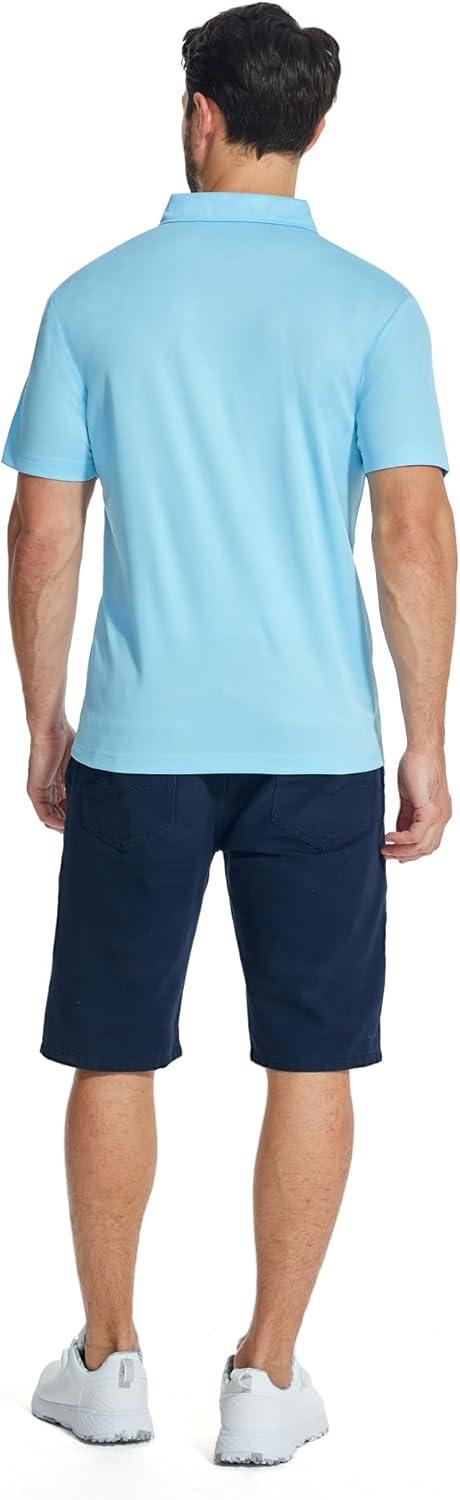 imageZITY Mens Polo Shirts Quarter Zip Shirts Casual Classic Lightweight Short Sleeve Golf Collared Shirt with PocketSky Blue