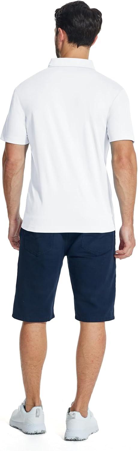 imageZITY Mens Polo Shirts Quarter Zip Shirts Casual Classic Lightweight Short Sleeve Golf Collared Shirt with PocketWhite