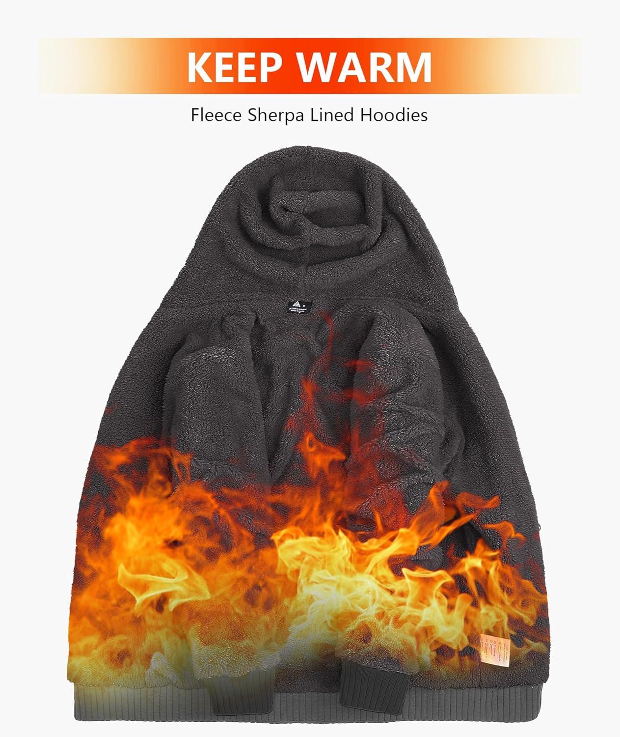 imageZITY Mens Zip Up Hoodie Heavyweight Winter Sweatshirt Fleece Sherpa Lined Warm JacketDark GrayBlack