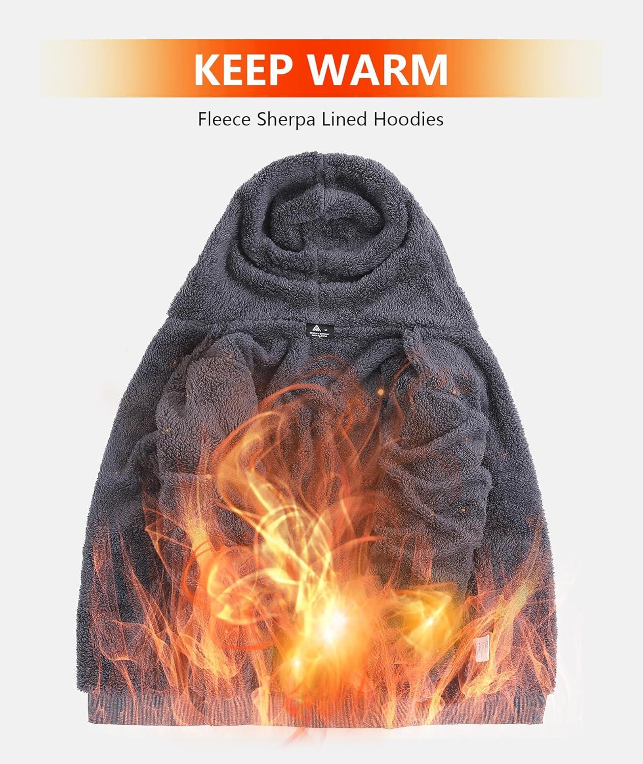 imageZITY Mens Zip Up Hoodie Heavyweight Winter Sweatshirt Fleece Sherpa Lined Warm JacketJet Dark Grey