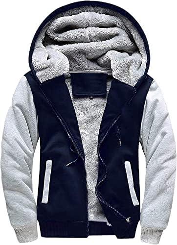 imageZITY Mens Zip Up Hoodie Heavyweight Winter Sweatshirt Fleece Sherpa Lined Warm JacketNavyLight Grey