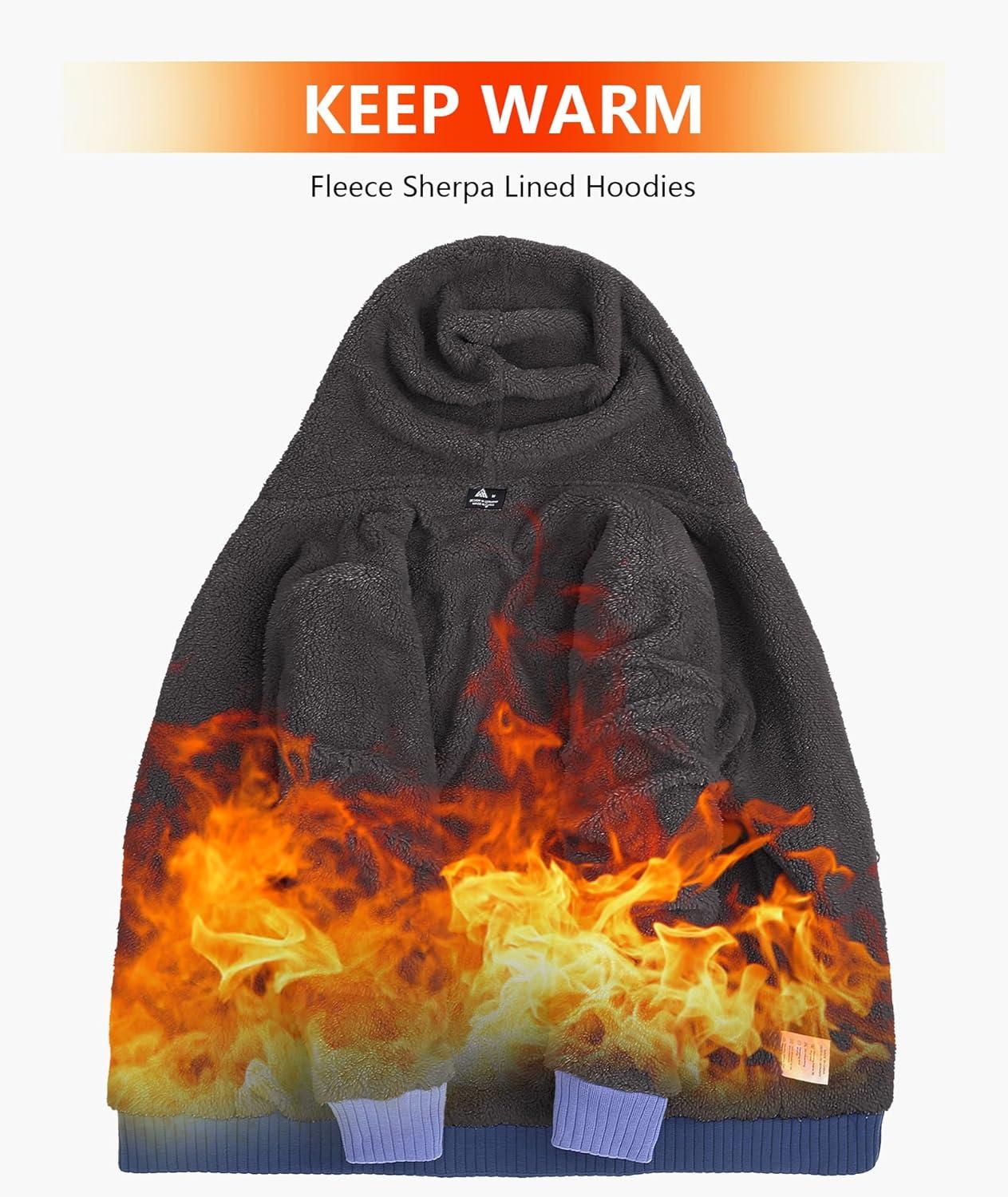 imageZITY Mens Zip Up Hoodie Heavyweight Winter Sweatshirt Fleece Sherpa Lined Warm JacketPurpleLight Purple