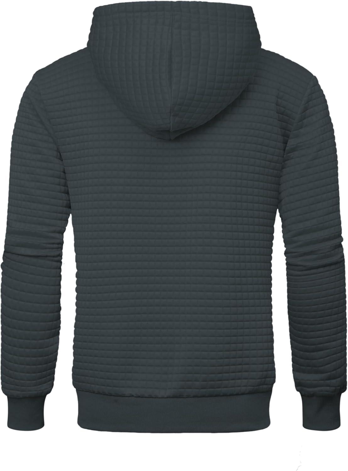 imageZITY Mens Zip Up Hoodie Sherpa Lined Heavyweight Jacket Waffle Knit Fleece Thick Winter Warm SweatshirtPlaid Dark Grey