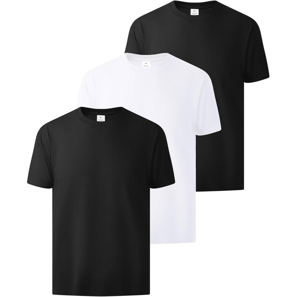 imageZITY 3 Pack Mens TShirts Cotton Crew Neck Basic Tee Short Sleeve Soft Casual Shirts Summer TopsBlack2white1