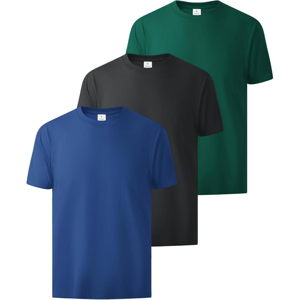 imageZITY 3 Pack Mens TShirts Cotton Crew Neck Basic Tee Short Sleeve Soft Casual Shirts Summer TopsBluedark Greyforest Green