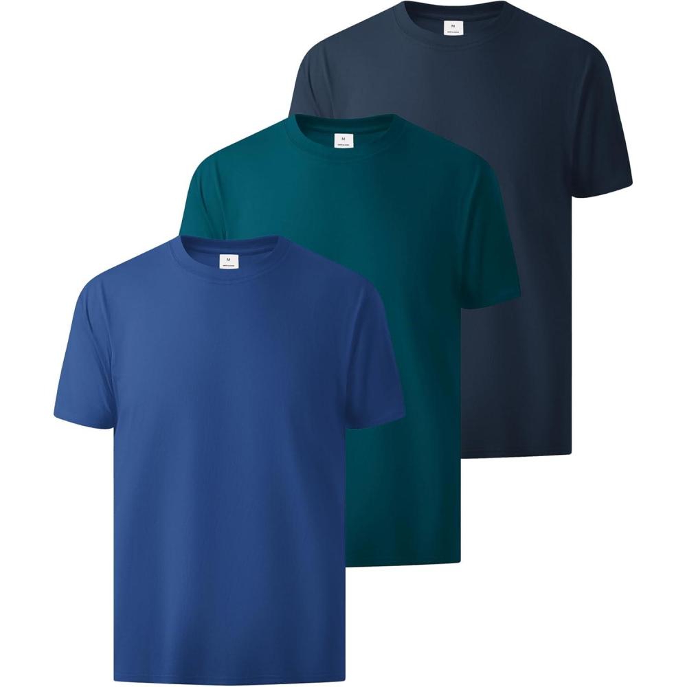 imageZITY 3 Pack Mens TShirts Cotton Crew Neck Basic Tee Short Sleeve Soft Casual Shirts Summer TopsBluedark Teal Bluedark Blue
