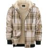 imageZITY Heavy Thick Hoodies for Men Plaid Flannel Warm Sherpa Fleece Lined Winter Full Zip Up CoatBeige