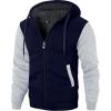 imageZITY Mens Zip Up Hoodie Heavyweight Winter Sweatshirt Fleece Sherpa Lined Warm JacketNavyLight Grey
