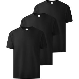 ZITY 3 Pack Men’s T-Shirts Cotton Crew Neck Basic Tee Short Sleeve Soft Casual Shirts Summer Tops(Black)